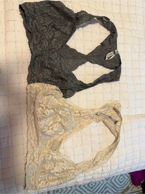 Free people bralette pair- Gray & Cream size medium